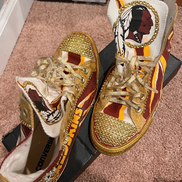 Handcrafted Redskin Football color Converse size 9.5W/7.5M - Picture 5 of 8